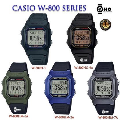 Casioรุ่นW-800H-1A,W-800HG-9A,W-800HM-2A,W-800HM-3A,W-800HM-7Aของแท้ 100%รับประกัน1ปี นาฬิกาหรับผู้ชายและผู้หญิงสายเรซิน