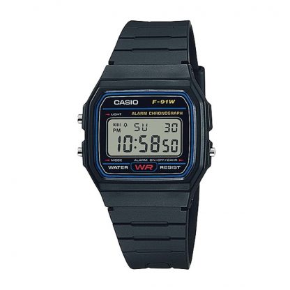 Casio Standard Digital นาฬิกาข้อมือผู้ชาย สายเรซิ่น รุ่น  F-91,F-91W-1 (CMG) - สีดำ