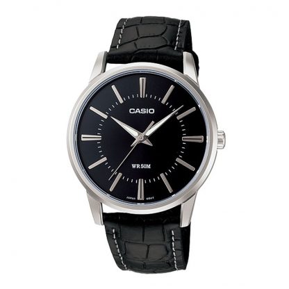 Casio Standard นาฬิกาข้อมือผู้ชาย สายหนัง รุ่น MTP-1303L-1A - สีดำ